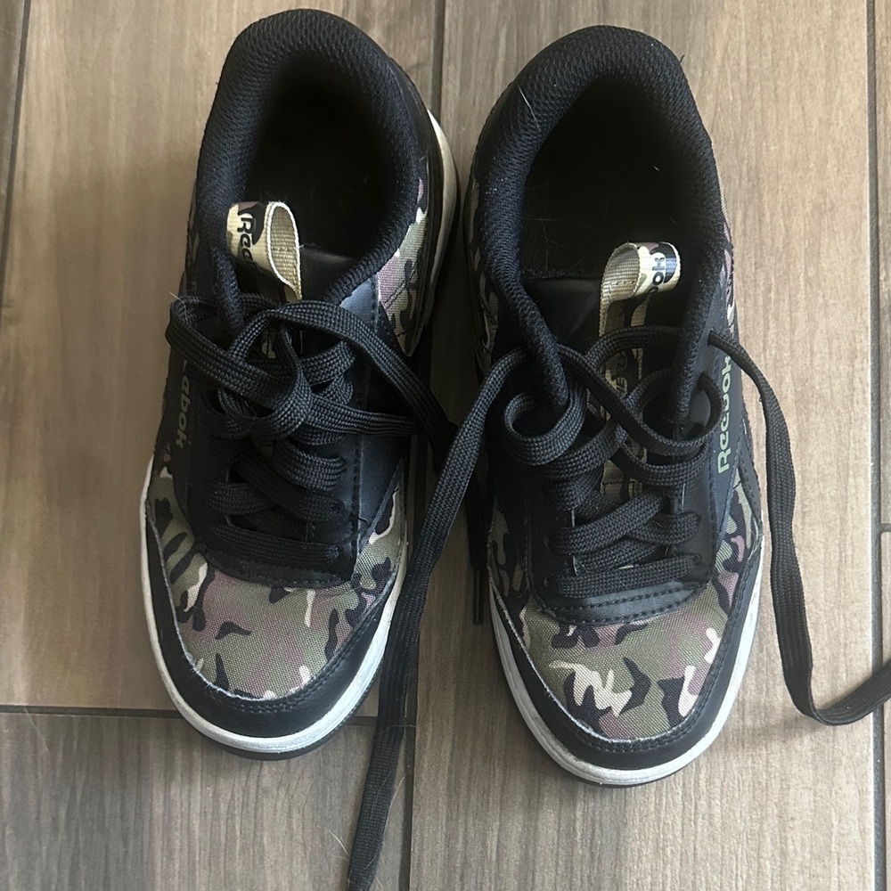 Reebok Kids Sneakers - Black, Green, and Gray Camouflage